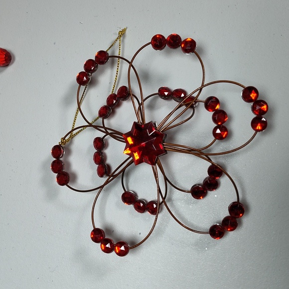 Set of 3 red jewel Christmas tree ornaments - Picture 3 of 8